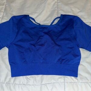 Blue Fitted Crop Top